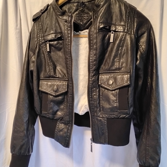 Juniors faux leather biker jacket bomber jacket - Picture 10 of 10